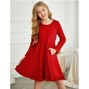 NEW Arshiner Dress Skater Loose Pockets Red 4/5